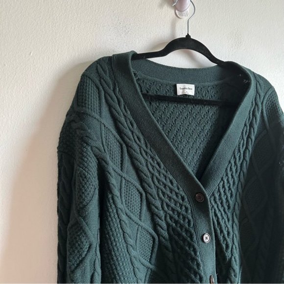 Aritzia Dark Green Cable Knit Cardigan - Picture 4 of 11
